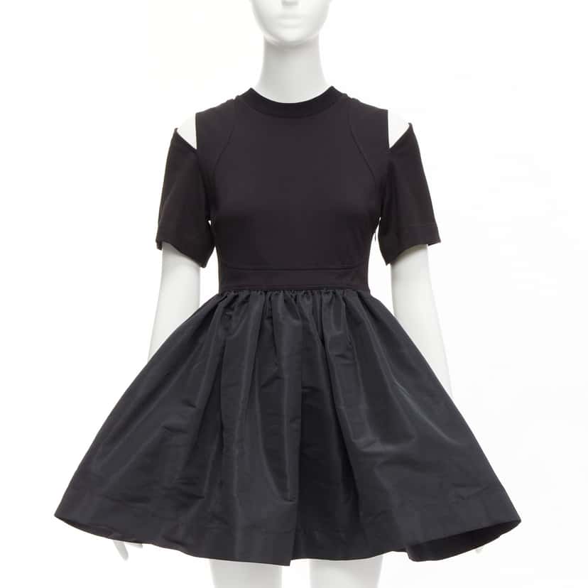 Alexander McQueen Cold Shoulder Dress Black Cotton Never worn - Front View