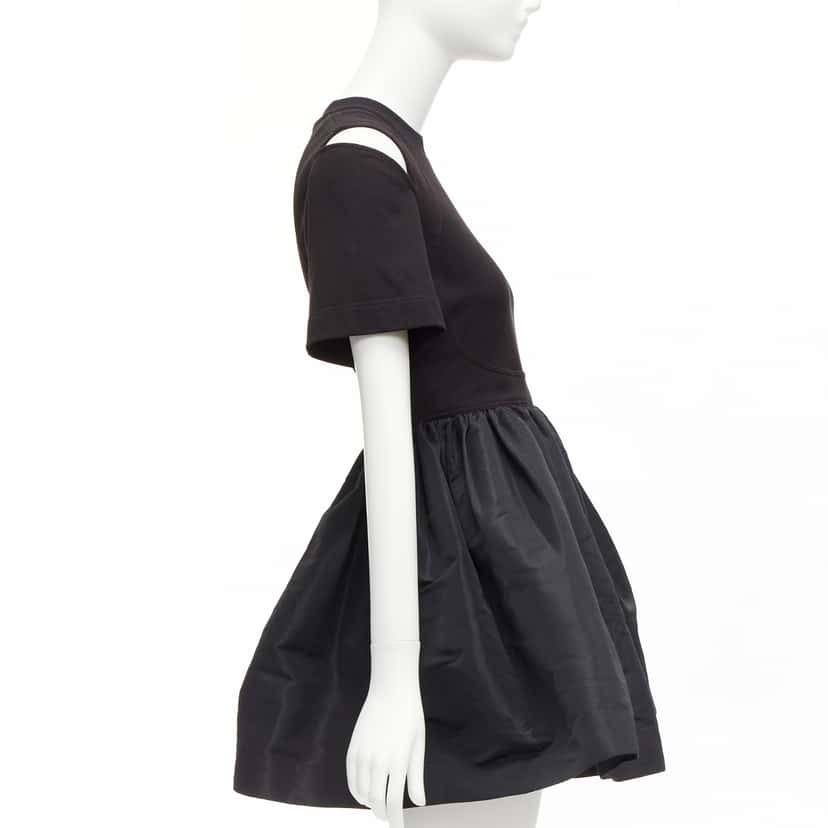 Alexander McQueen Cold Shoulder Dress Black Cotton Never worn - Model View