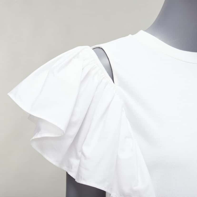 Alexander McQueen Ruffled Flared Dress White Cotton Very good condition - Back View