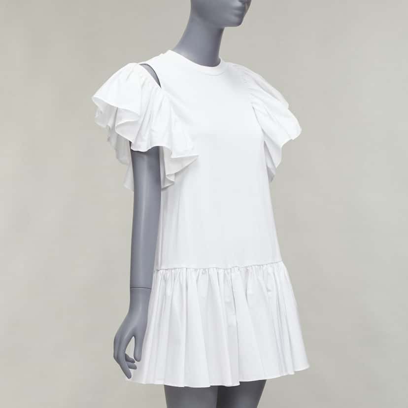Alexander McQueen Ruffled Flared Dress White Cotton Very good condition - Inside View
