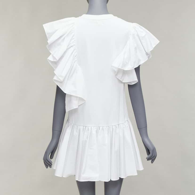 Alexander McQueen Ruffled Flared Dress White Cotton Very good condition - Box View