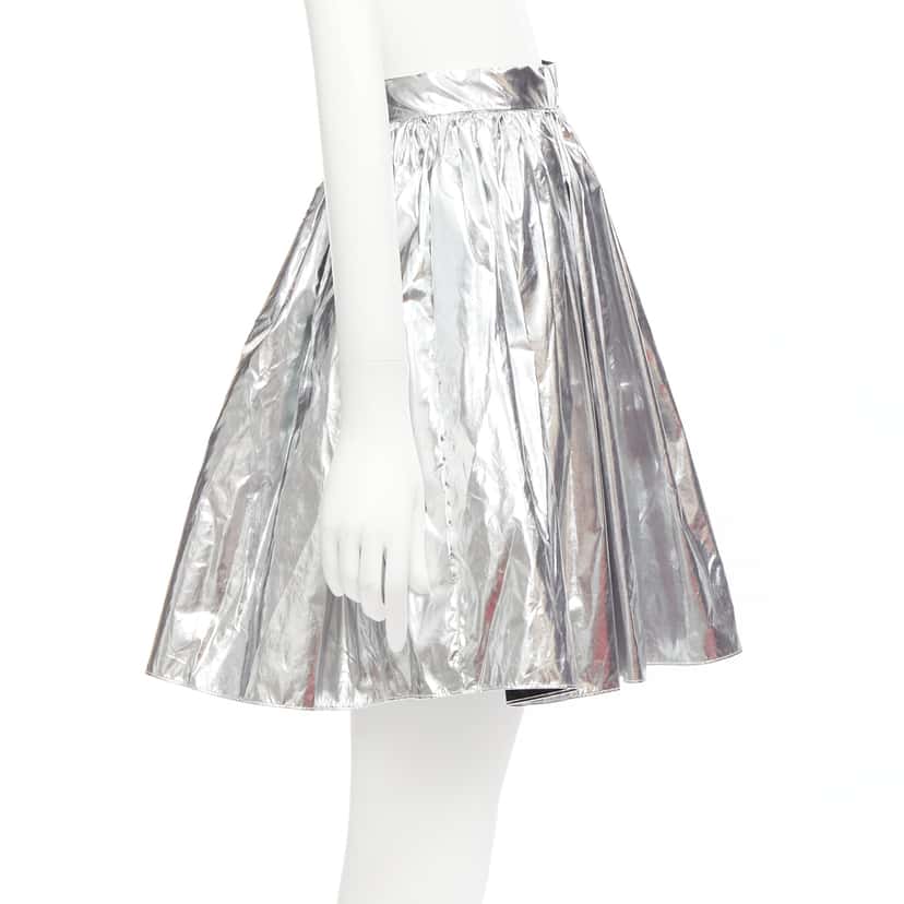 Alexander McQueen Silver Circle Skirt Silver Polyester Very good condition - Model View