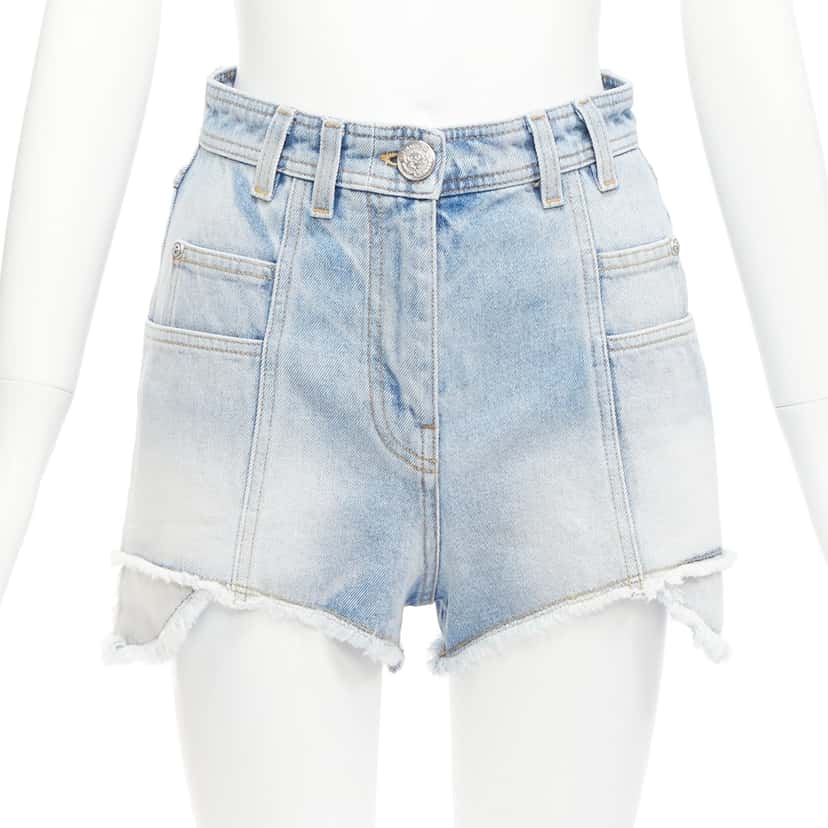 Balmain Cargo Denim Shorts Blue Cotton Never worn - Front View