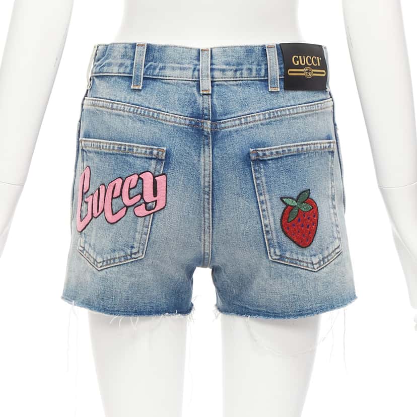 Gucci Graffiti Denim Shorts Blue Never worn - Front View