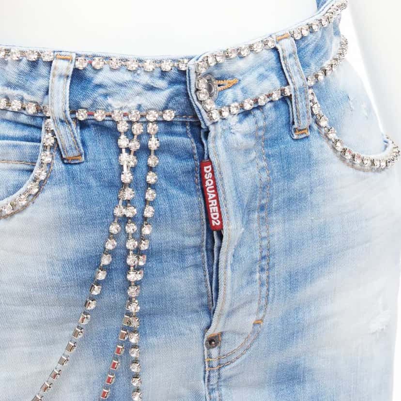 Dsquared2 Crystal Skirt Shorts Blue Cotton Never worn - Back View