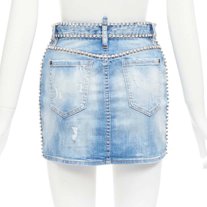 Dsquared2 Crystal Skirt Shorts Blue Cotton Never worn - Box View