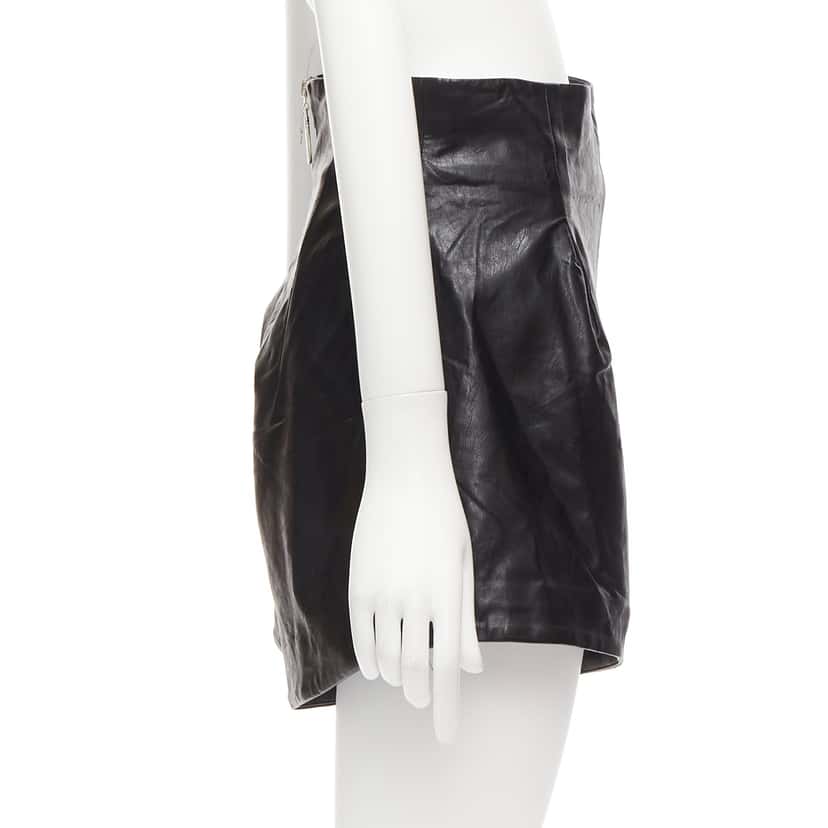 Bronx and Banco Paperbag Leather Shorts Black Never worn - Model View
