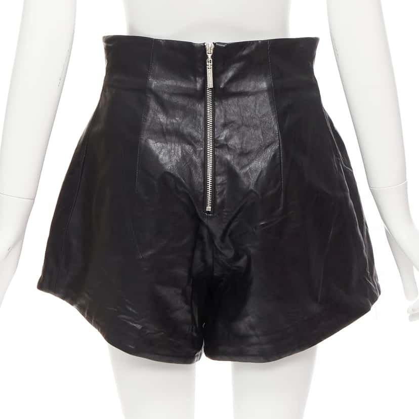 Bronx and Banco Paperbag Leather Shorts Black Never worn - Box View