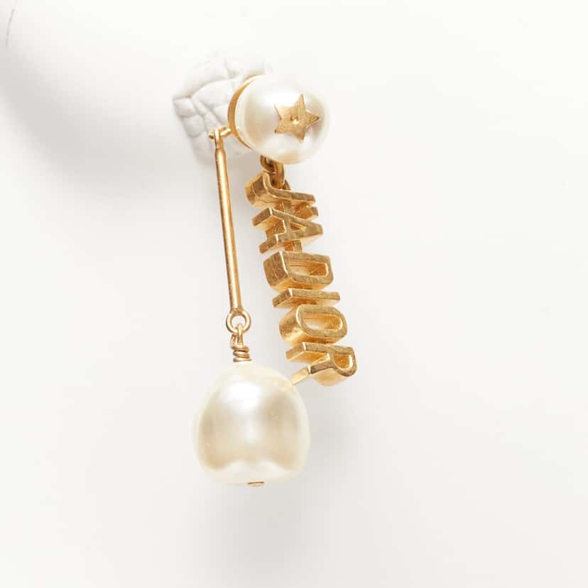 Dior Faux Pearl Earrings Gold Pearl Never worn - Box View