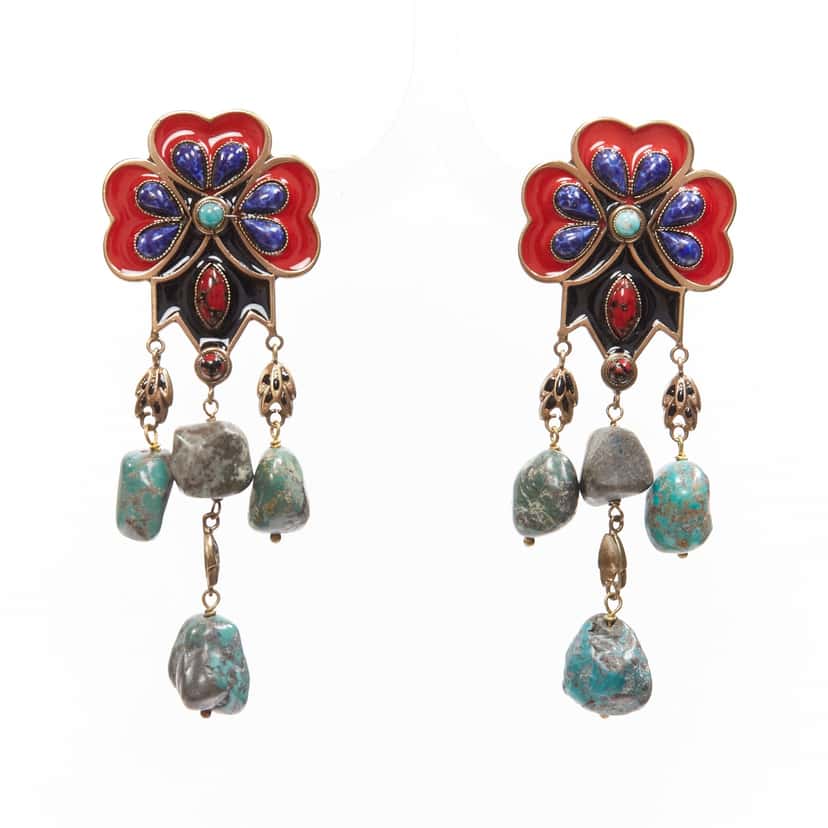 Etro Enamel Flower Earrings Other Metal Very good condition - Back View