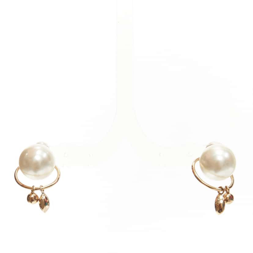Dior Crystal Hoop Earrings Gold Pearl Very good condition - Inside View