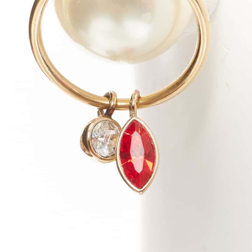 Dior Crystal Hoop Earrings Gold Pearl Very good condition - Box View