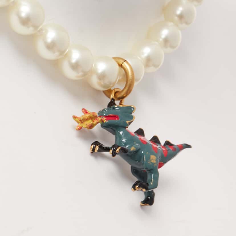 Dior Fire Dinosaur Choker Beige Metal Very good condition - Back View