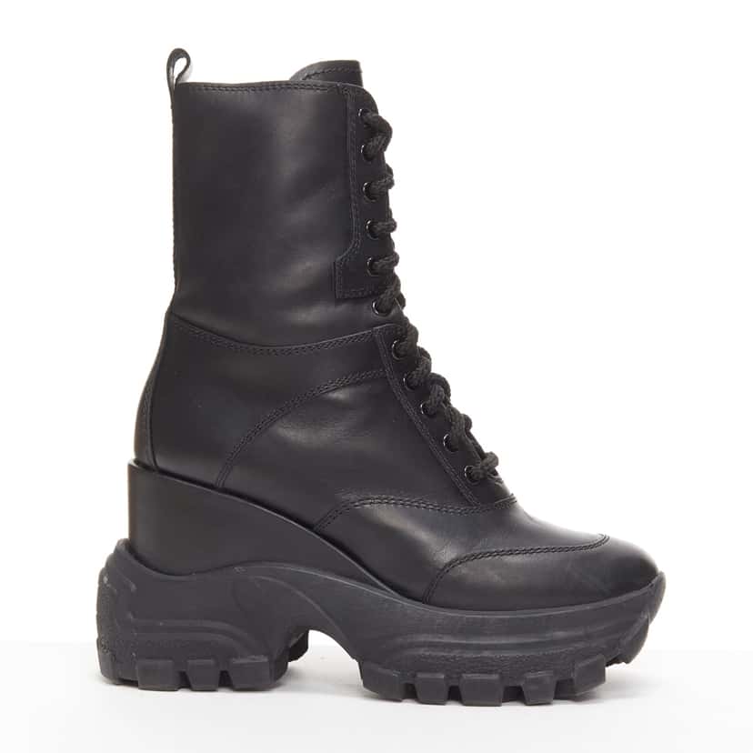 Miu Miu Monogram Tall Rain Boots Black Leather Good condition - Front View