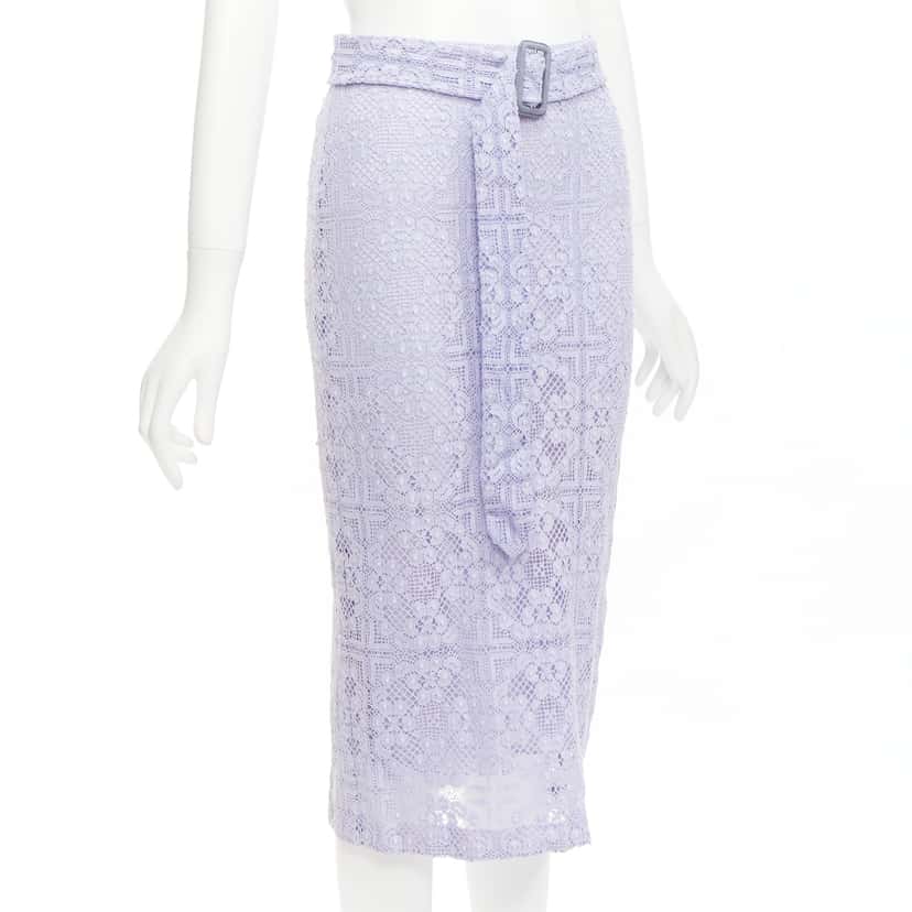 Burberry Lace Pencil Skirt Purple Cotton Very good condition - Inside View