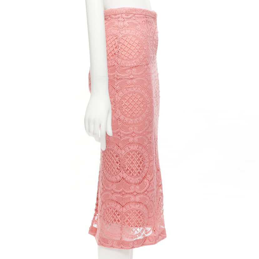 Burberry Floral Lace Skirt Pink Cotton Never worn - Model View