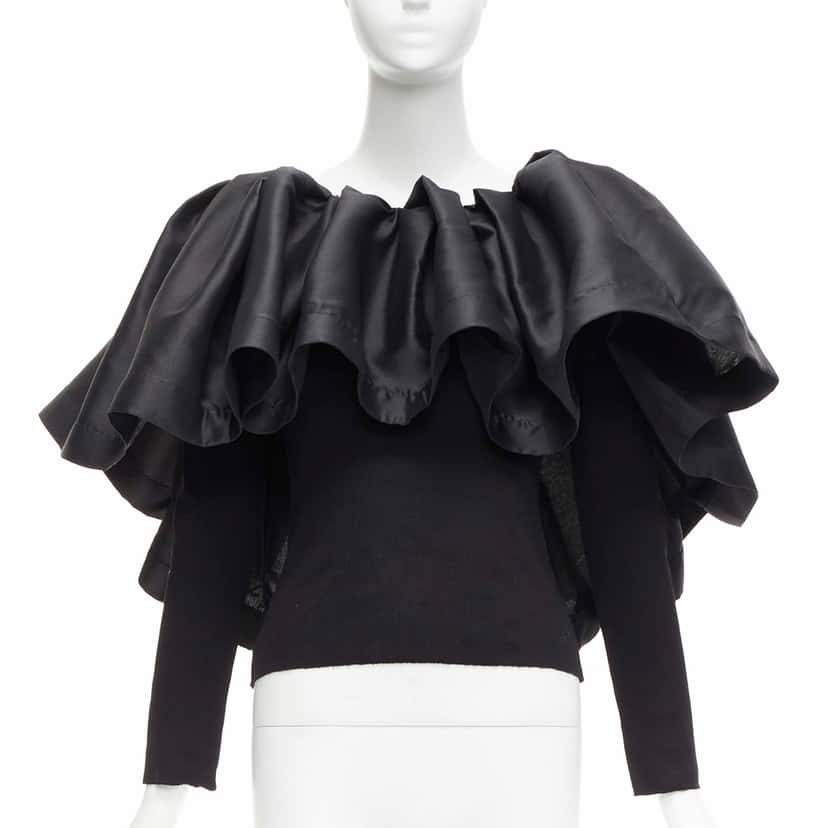 Marques Almeida Puff Ruffle Sweater Black Cotton Very good condition - Inside View