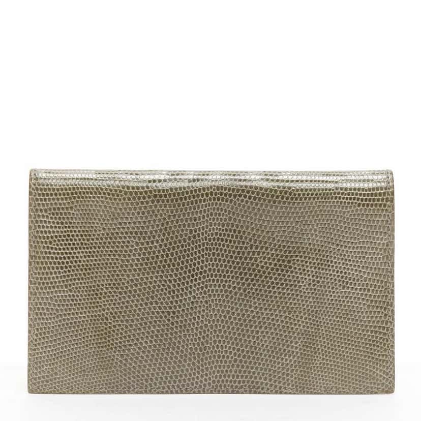 Hermès Scaled Leather Wallet Grey Leather Never worn - Front View