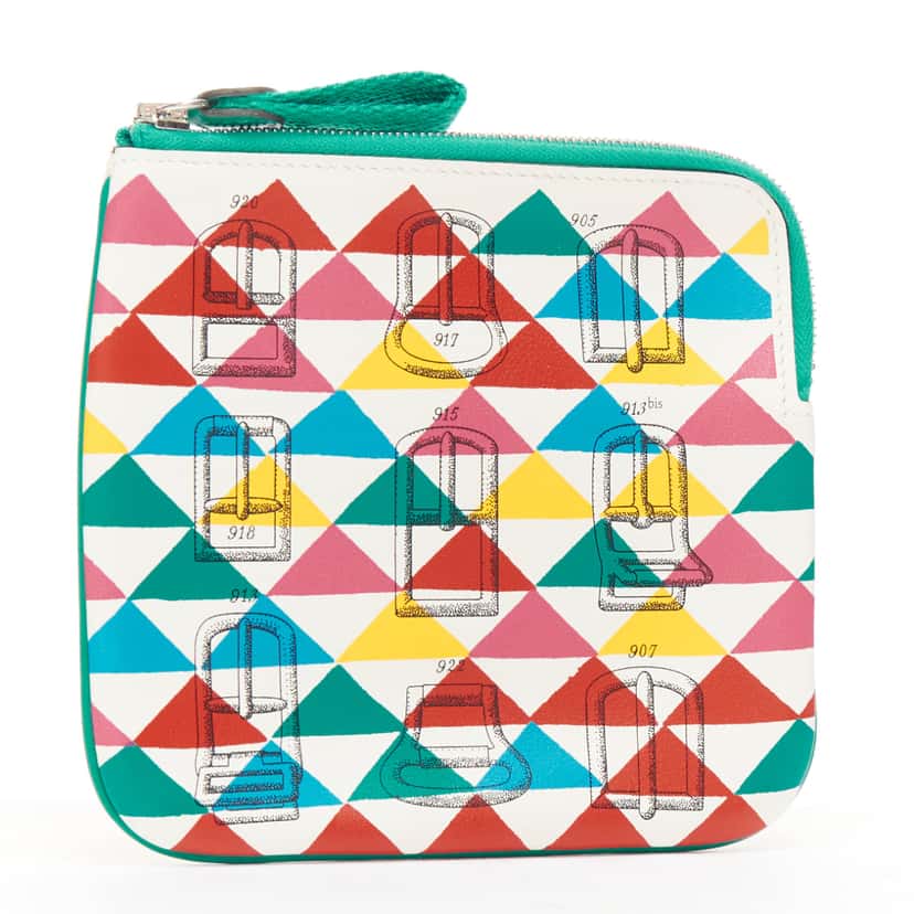 Hermès Carre pocket Pouch Green Leather Never worn - Inside View