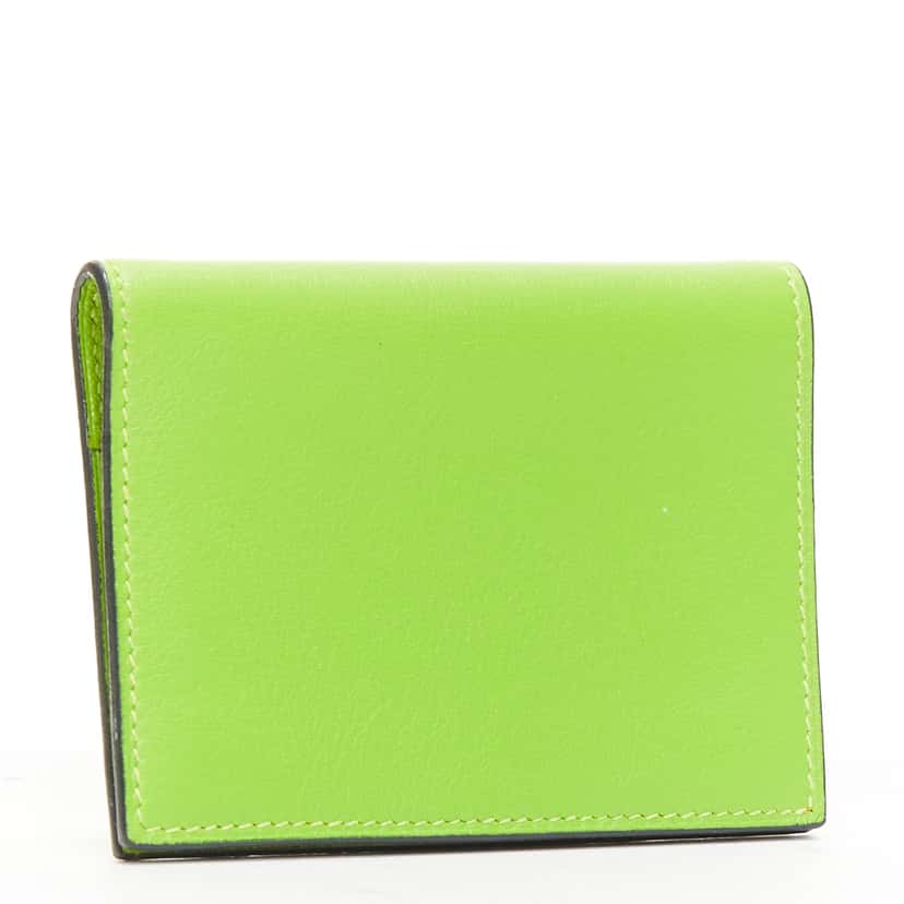 Hermès Leather Cardholder Green Leather Never worn - Front View