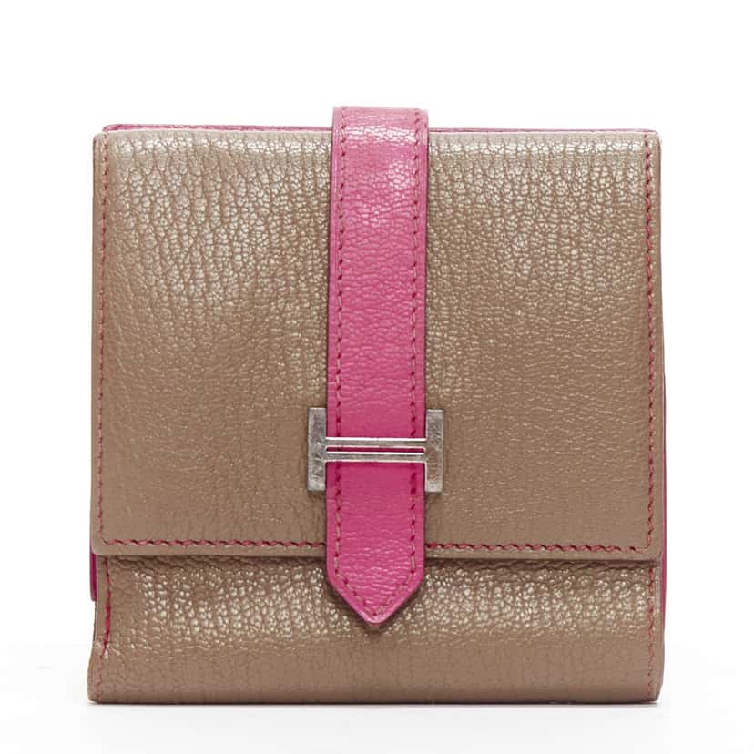 Hermès Bearn Pink Leather Fair condition - Front View