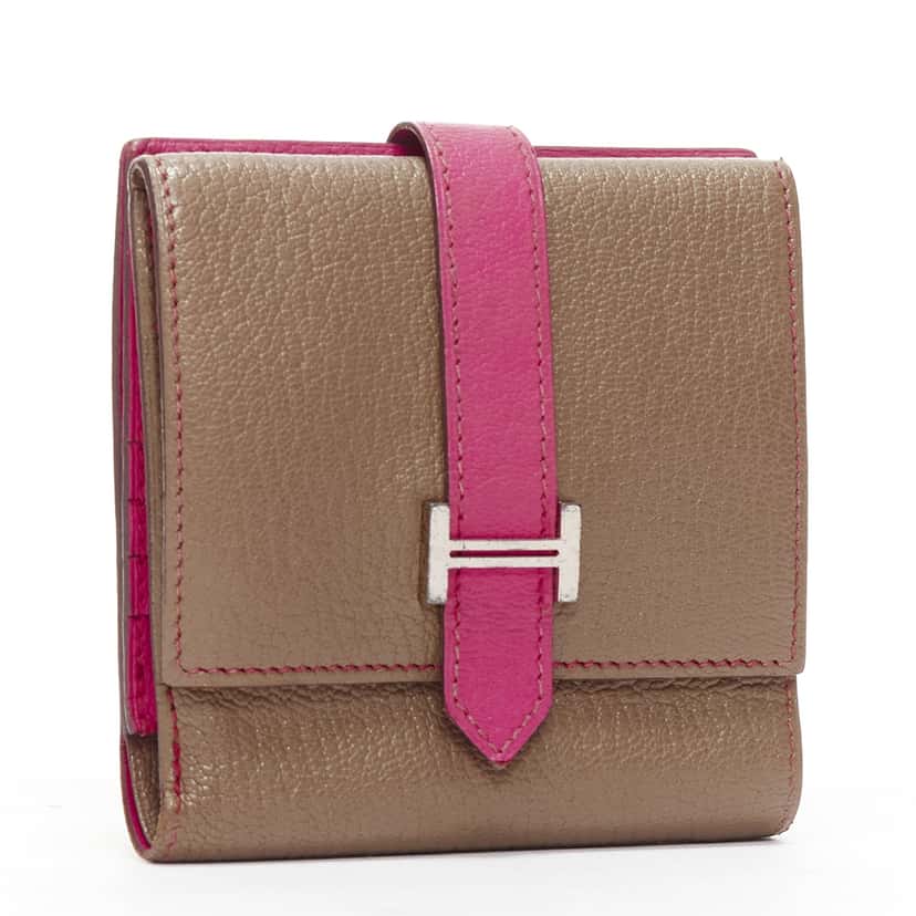 Hermès Bearn Pink Leather Fair condition - Back View