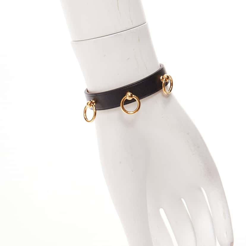Hermès Mini Dog Anneaux Black Leather Very good condition - Back View
