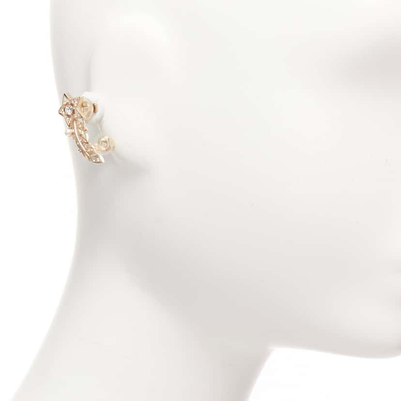 Chanel Shooting Star Earrings Gold Metal Never worn - Back View