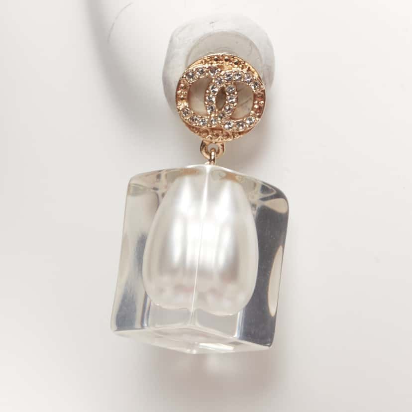 Chanel Encased Pearl Earrings White Pearl Never worn - Box View