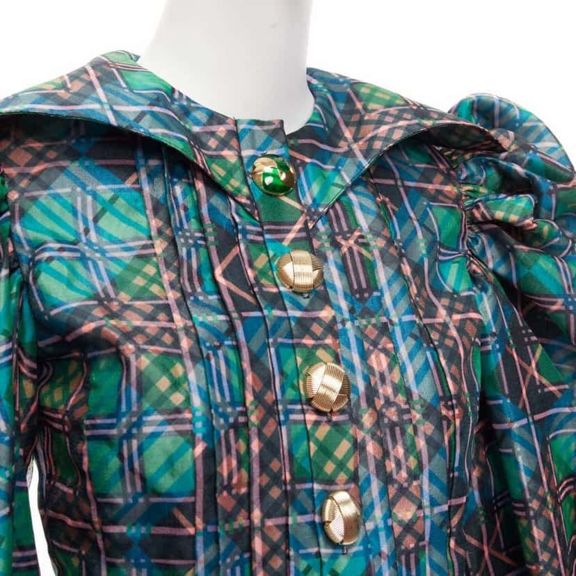 Chopova Lowena Plaid Puff Shirt Green Polyester Very good condition - Back View