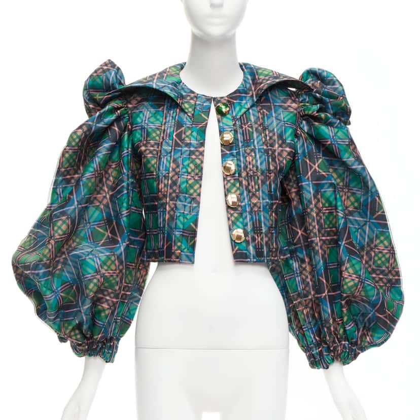 Chopova Lowena Plaid Puff Shirt Green Polyester Very good condition - Inside View