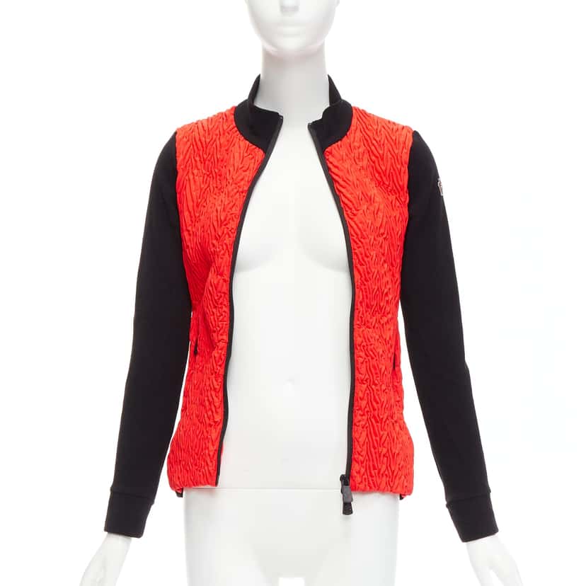 Moncler Red Chevron Fitted Jacket Orange Polyester Never worn, with tag - Inside View