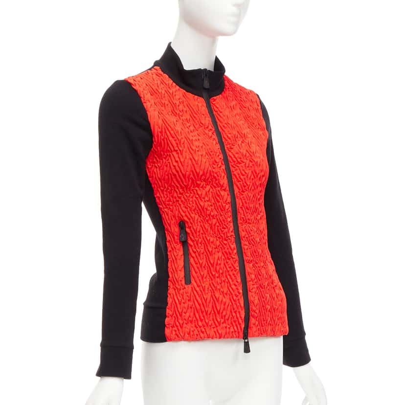 Moncler Red Chevron Fitted Jacket Orange Polyester Never worn, with tag - Model View