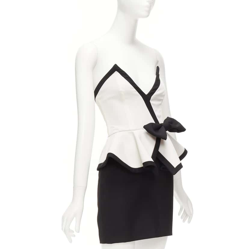 Alessandra Rich Colorblocked Cocktail Dress Black Wool Never worn - Inside View
