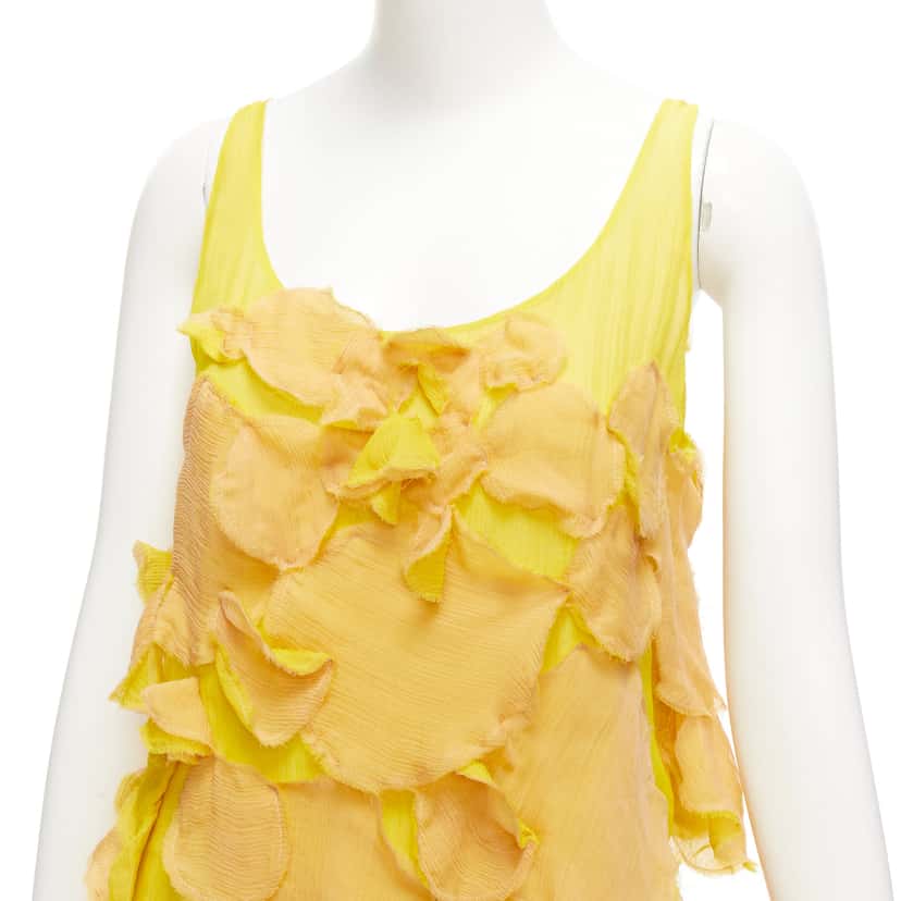 Fendi Silk Overlay Dress Yellow Silk Never worn - Back View