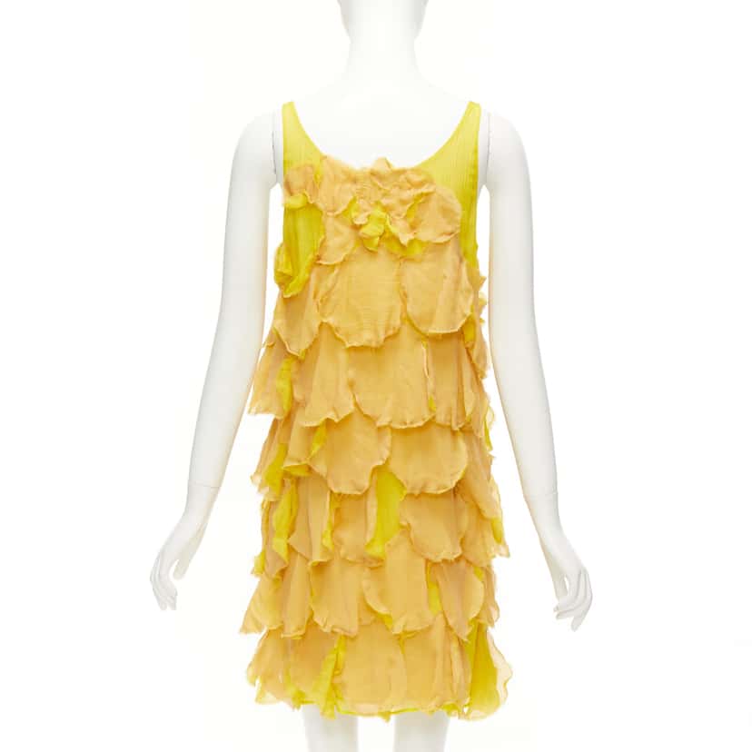 Fendi Silk Overlay Dress Yellow Silk Never worn - Box View