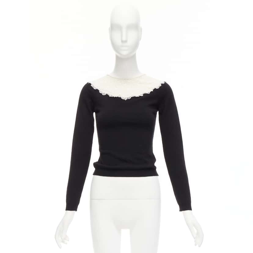 Valentino Garavani Beaded Lace Sweater Beige Wool Never worn - Back View
