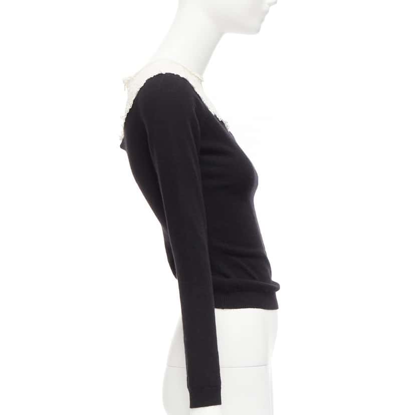 Valentino Garavani Beaded Lace Sweater Beige Wool Never worn - Model View