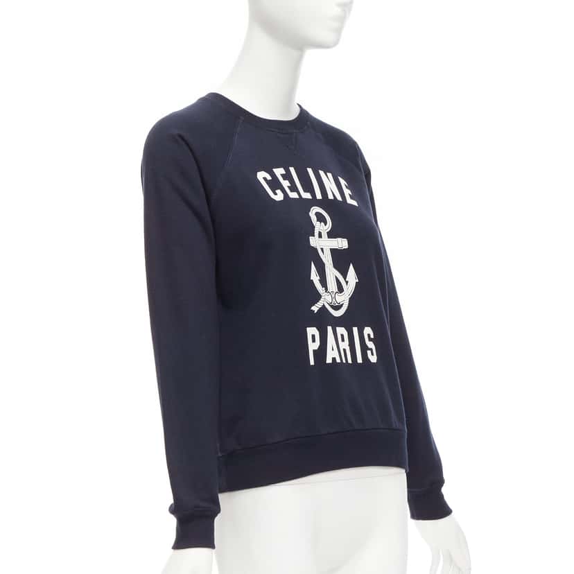 Celine Anchor Logo Sweatshirt Navy Cotton Fair condition - Inside View
