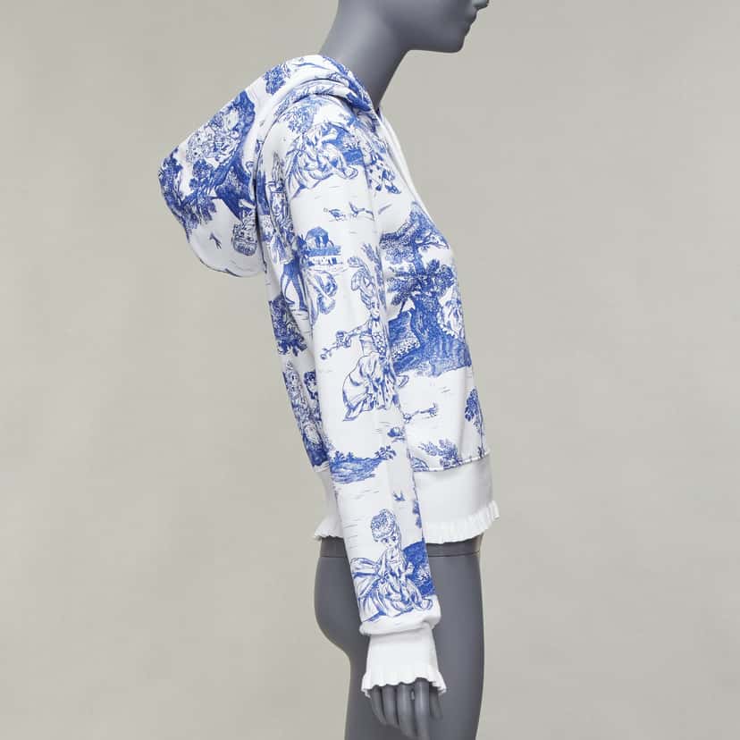 Moschino Toile Frill Hoodie White Cotton Never worn - Model View