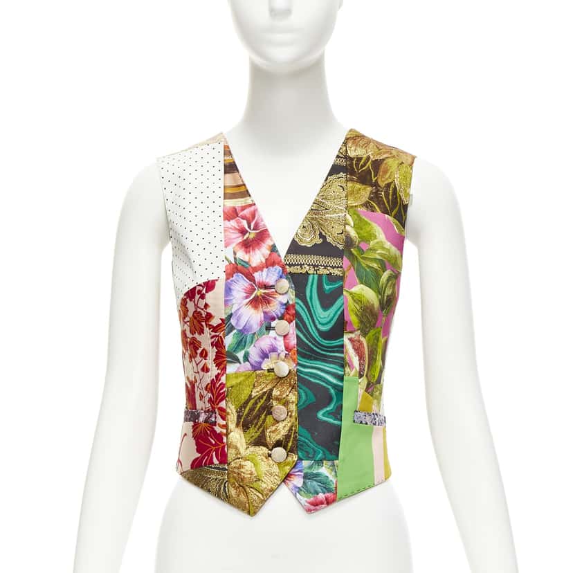 Dolce & Gabbana Floral Brocade Vest MultiColor Polyester Never worn - Front View