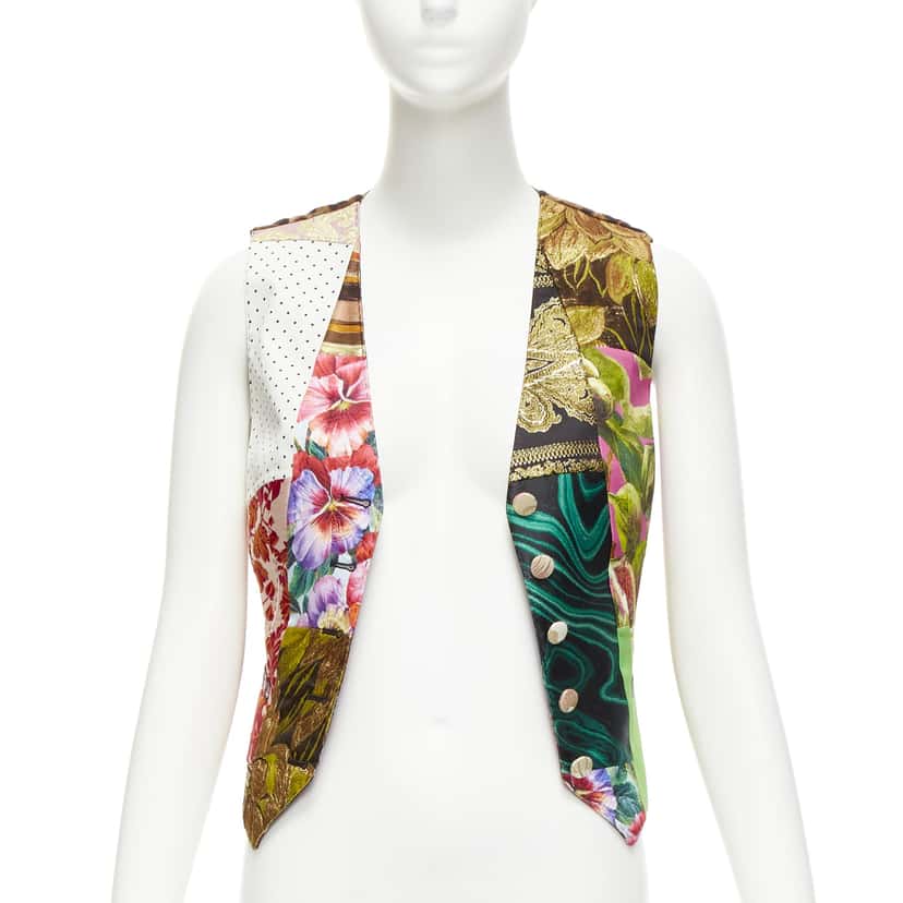 Dolce & Gabbana Floral Brocade Vest MultiColor Polyester Never worn - Inside View