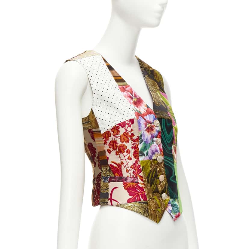Dolce & Gabbana Floral Brocade Vest MultiColor Polyester Never worn - Model View