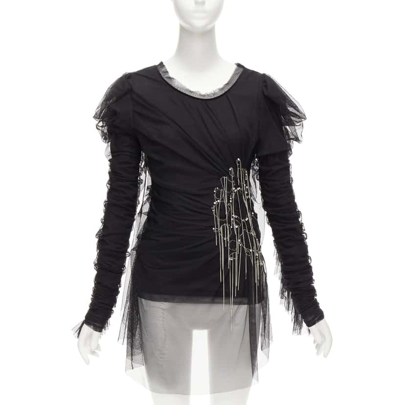 Faith Connexion Mesh Chain Top Black Viscose Never worn - Front View