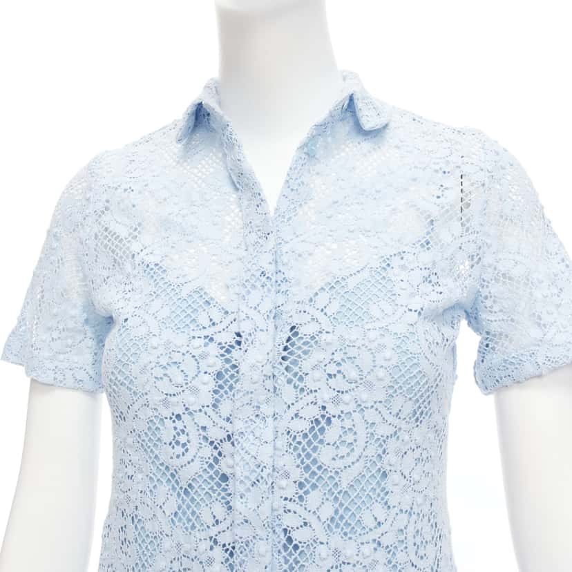 Burberry Floral Lace Shirt Blue Cotton Never worn - Back View