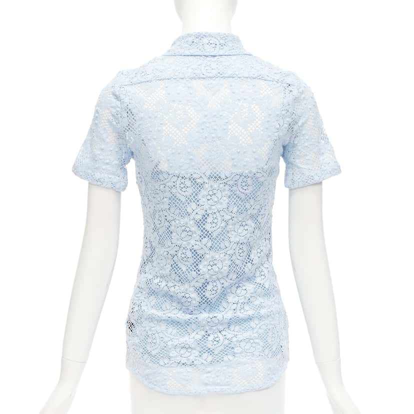 Burberry Floral Lace Shirt Blue Cotton Never worn - Box View