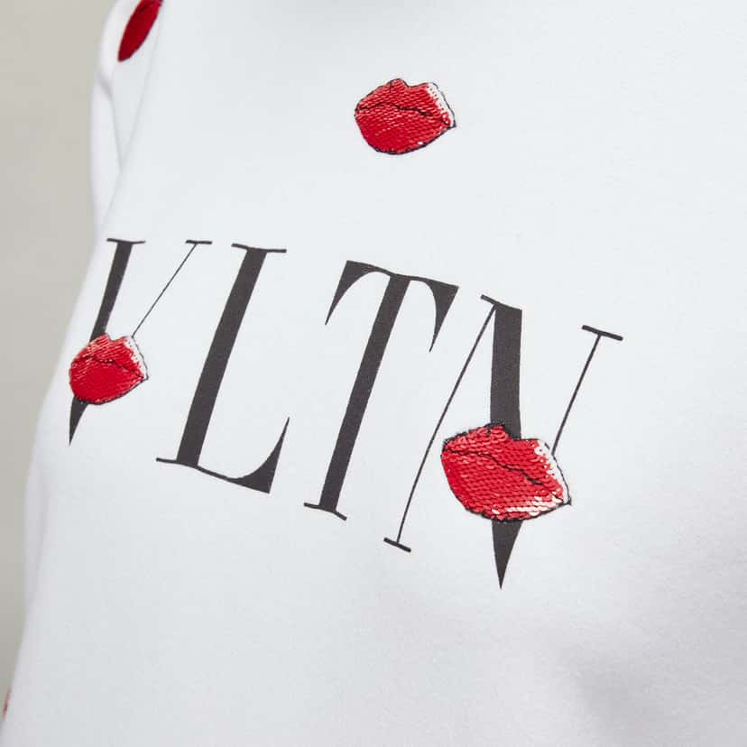 Valentino Garavani Sequin Lips Hoodie White Cotton Never worn - Back View