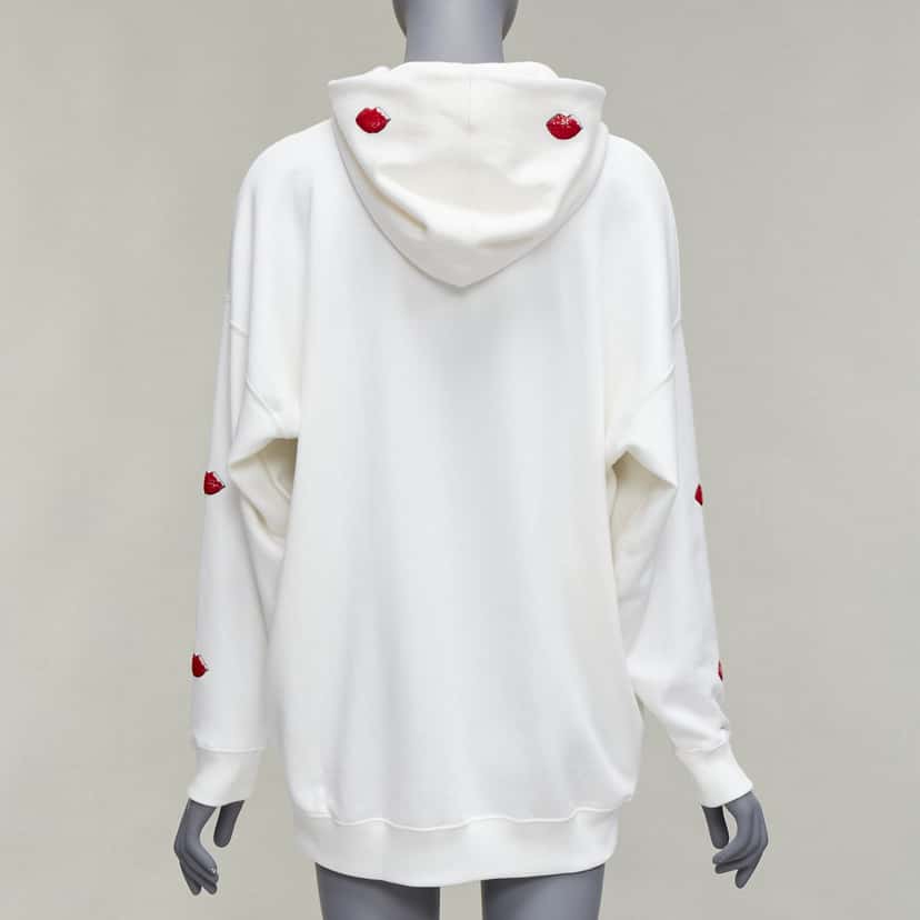 Valentino Garavani Sequin Lips Hoodie White Cotton Never worn - Box View