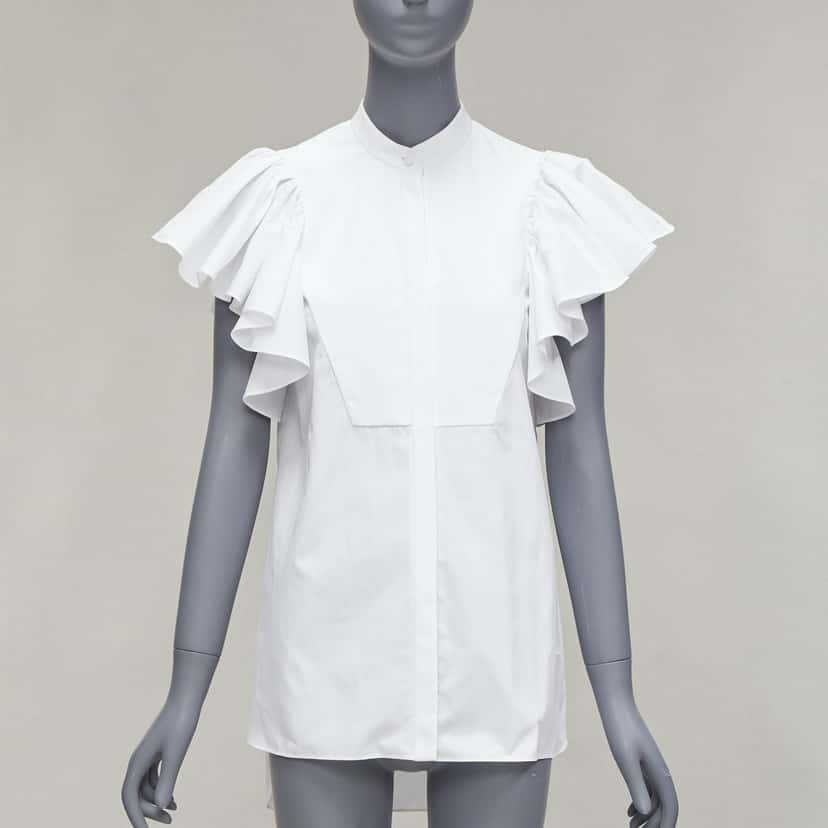 Alexander McQueen Frill Mandarin Shirt White Cotton Very good condition - Inside View