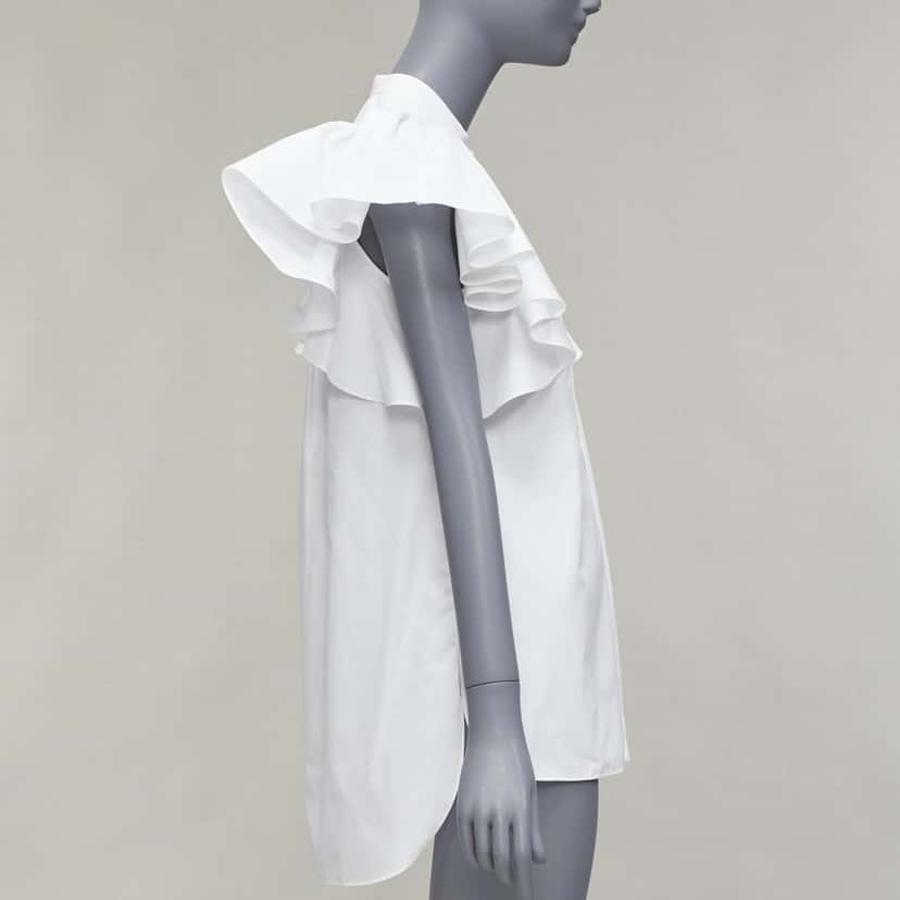 Alexander McQueen Frill Mandarin Shirt White Cotton Very good condition - Model View